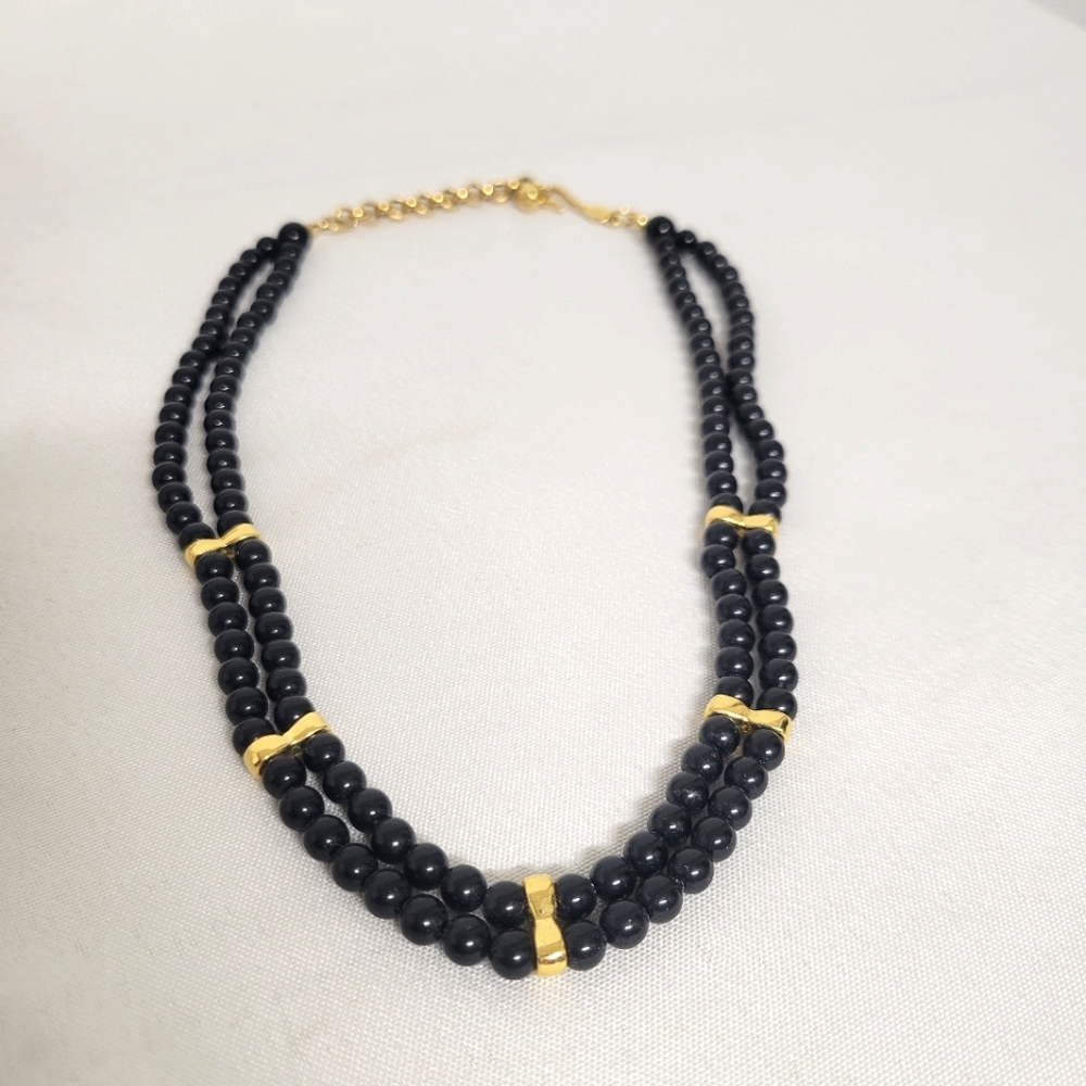 Napier Vintage Elegant Black and Gold Beaded Necklace